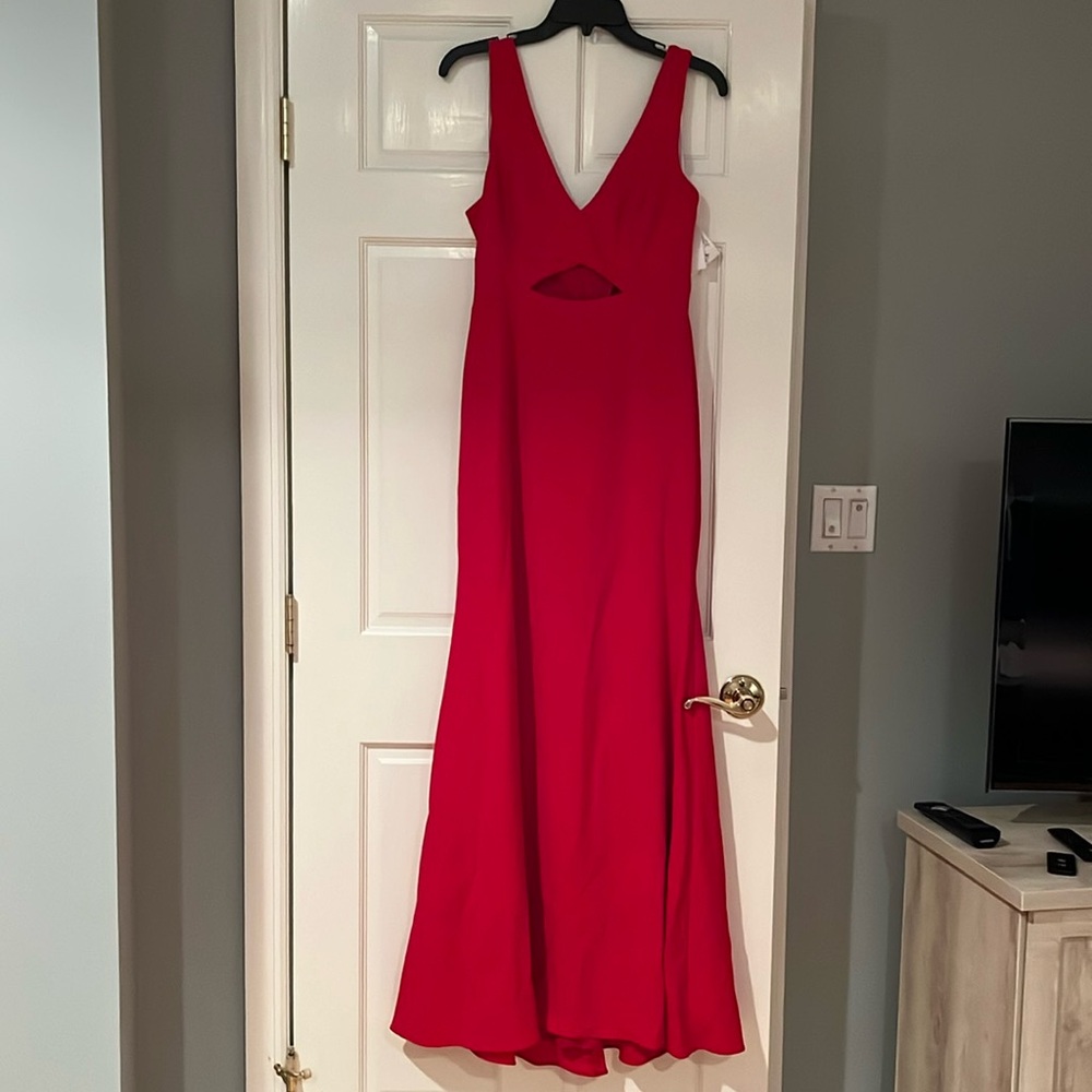 Prom perfect! Aqua Formal Long Red Gown with cut out in front. New with tags.